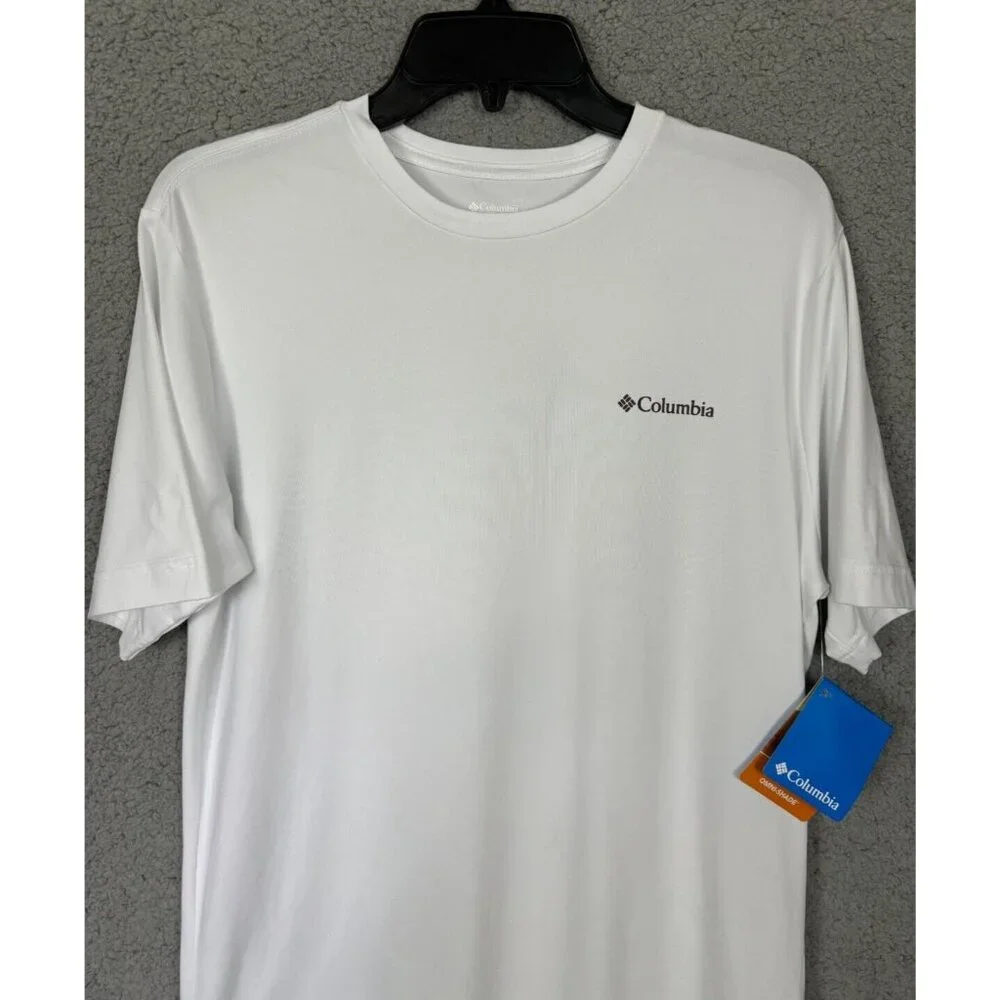 Columbia Mens Omni Shade Tech Trail Graphic Tee UPF 50 White Small New With Tags - Picture 2 of 8